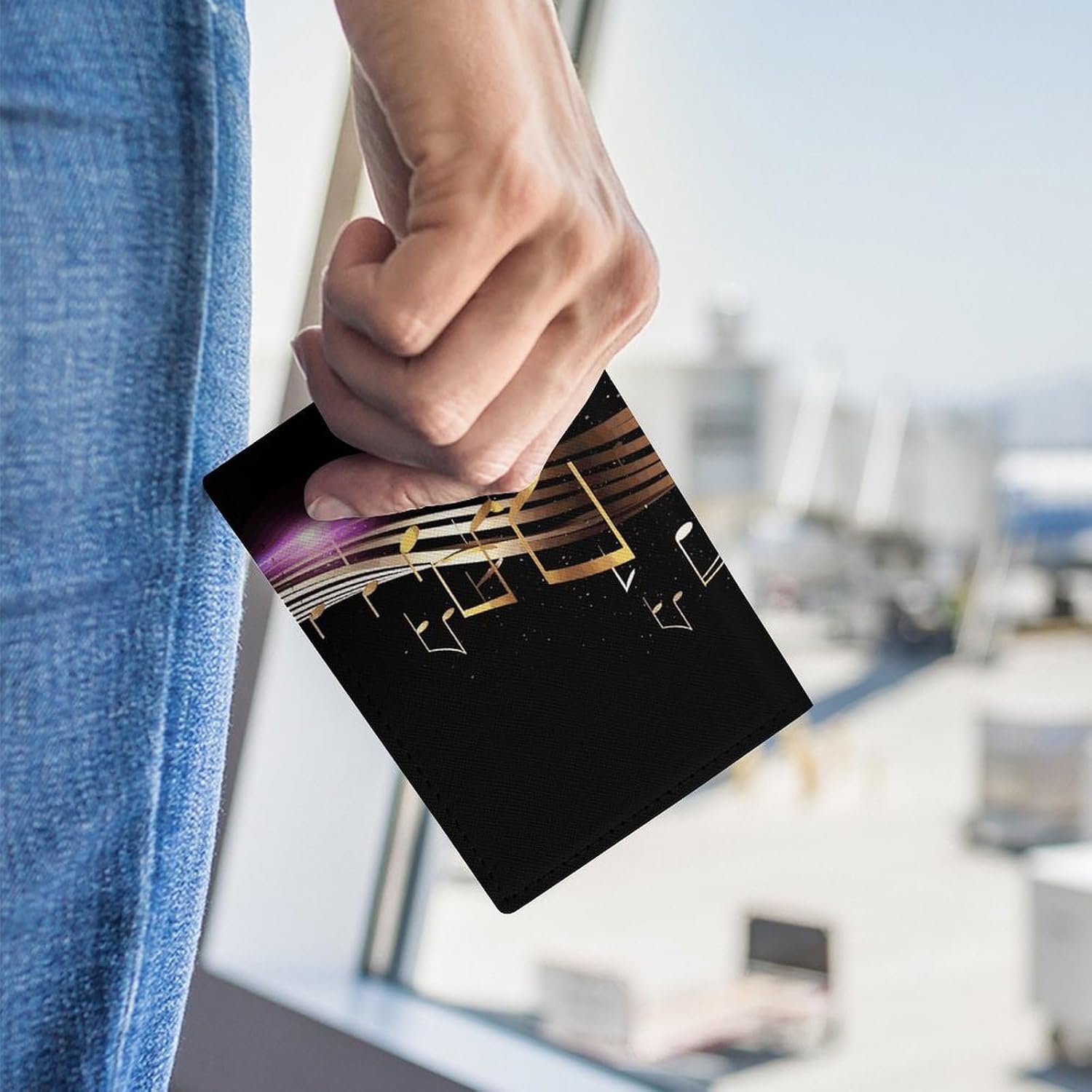 Novel Music Note Passport Holder Travel Passports Wallet with Card Slot Passport Cover PU Passports Protector image 3