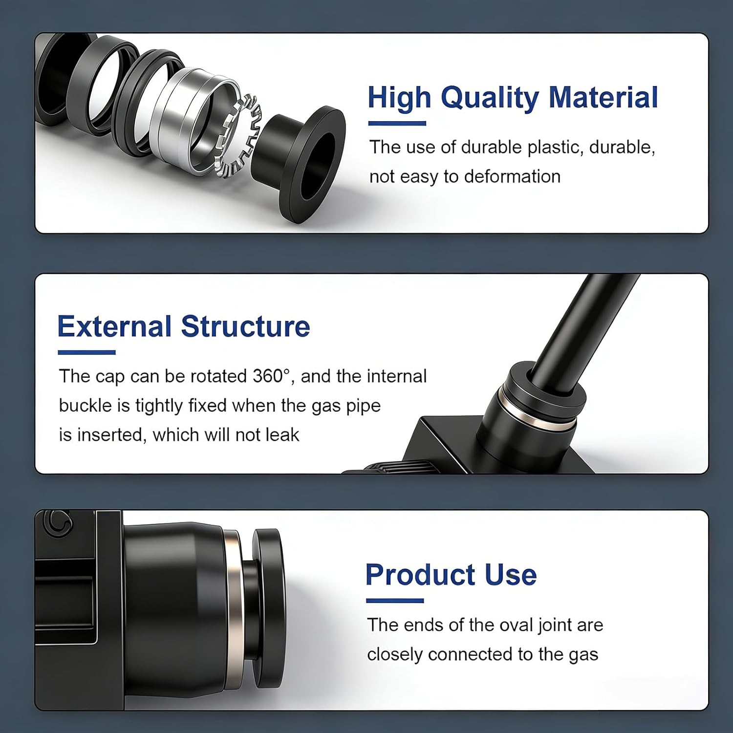 Baomain 8mm Tube OD Straight Push to Connect Fittings - Quick Connect Air Line Fittings Connectors for 8mm Outer Diameter Pneumatic Tubing and Air Hose (10-Pack)