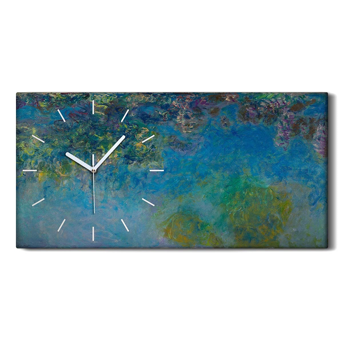 Horloge sur Toile 60x30cm Glycinologie Deco Salon et Chambre à Coucher