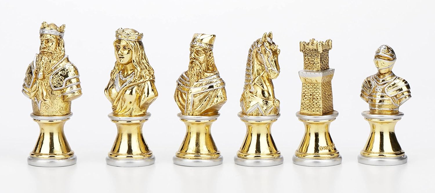 Veronese Design 3" Medieval Metallic Chessmen Set Zinc Alloy