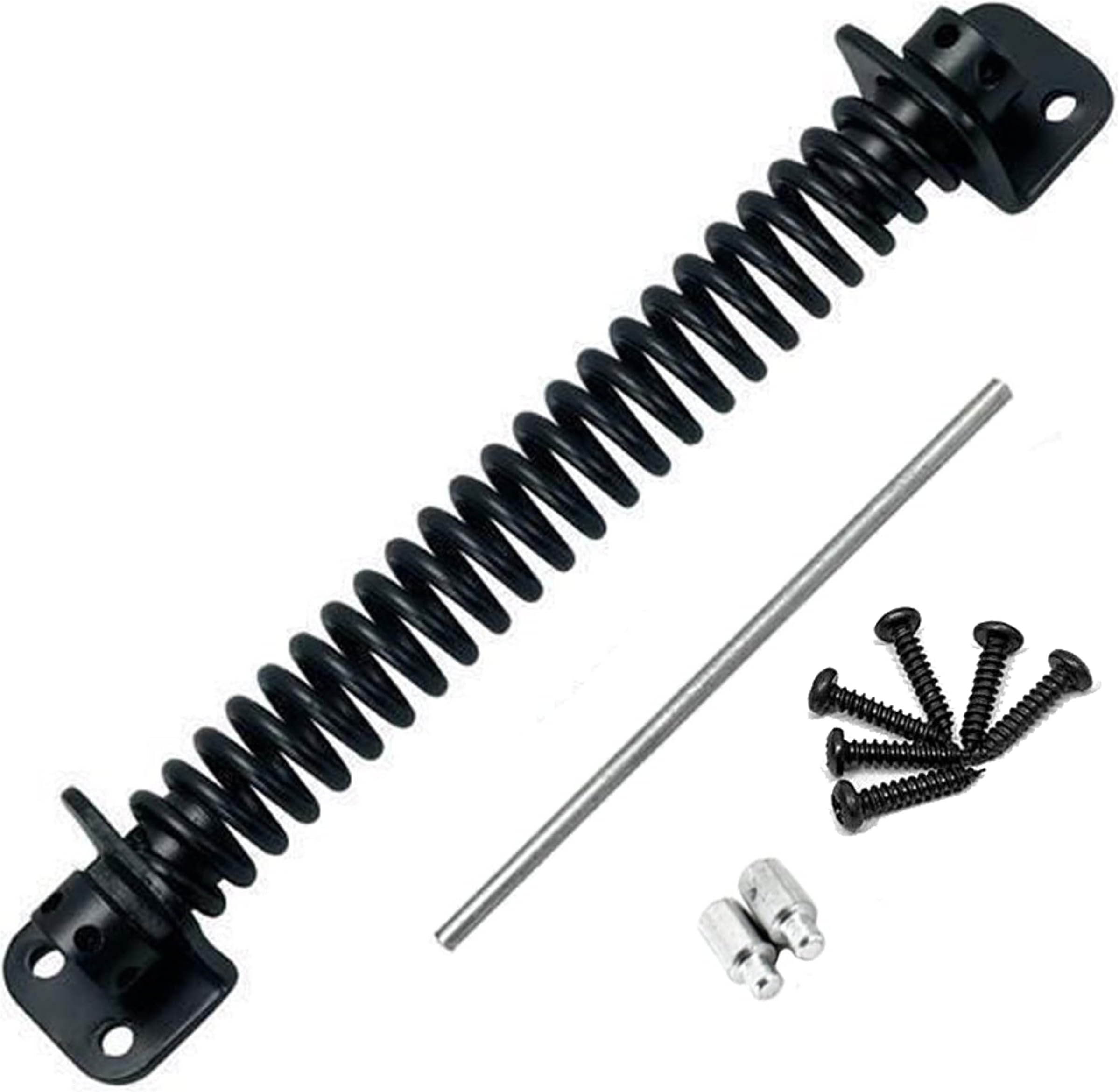 Gate Spring, Adjustable Garden Gate Spring, Gate Closer for Wooden gate, Gate Latch, Garden Gate Lock, Gate Spring Closer with Fittings Wooden Gate – 200mm (Gate Spring 200mm 1pk), Black