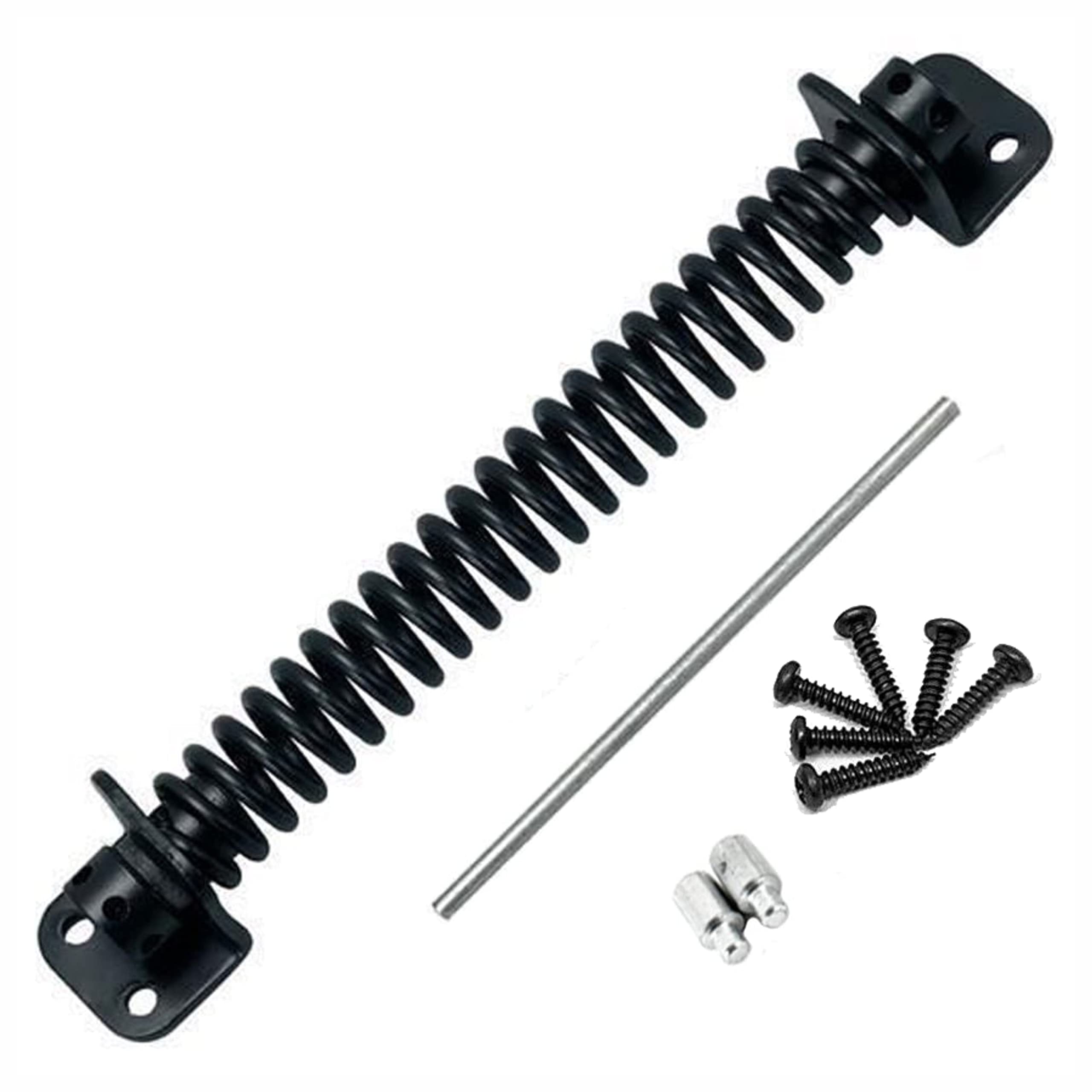 SUL Gate Spring, Adjustable Garden Gate Spring, Gate Closer for Wooden gate, Gate Latch, Garden Gate Lock, Gate Spring Closer with Fittings Wooden Gate – 200mm (Gate Spring 200mm 1pk), Black
