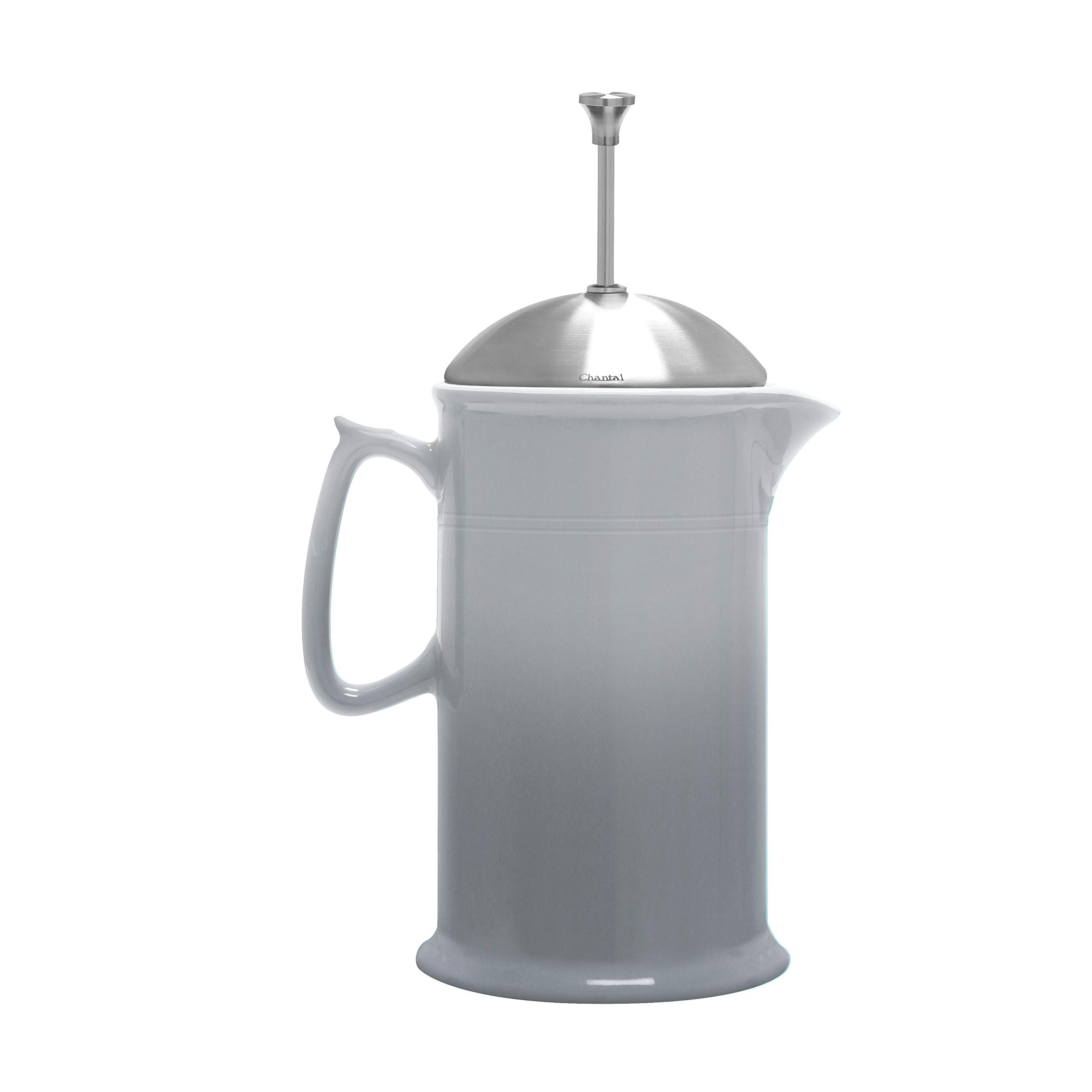Chantal 92-FP28 FG French Press con stantuffo/coperchio in acciaio inox, ceramica, grigio sfumato