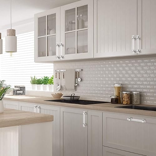 Miniatura 5 de Mengico Tiradores de gabinete de cocina de 4 pulgadas, manijas de gabinete de cocina de cromo pulido, tiradores modernos de cajones de acrílico para