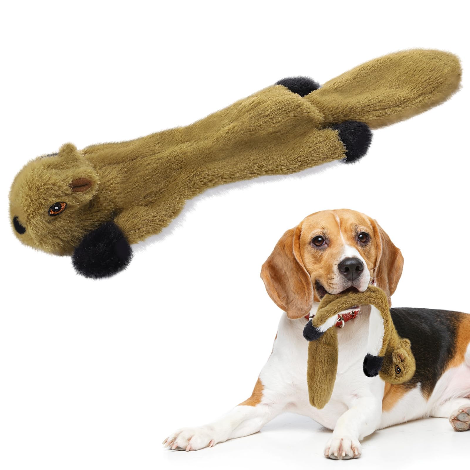 AlphatoolSqueaky Dog Toy - Tough No Stuffing Squirrel Toys to Keep Dog Busy, Small Medium Large Dogs, Durable Interactive Plush Puppy Toys for Birthday Gift
