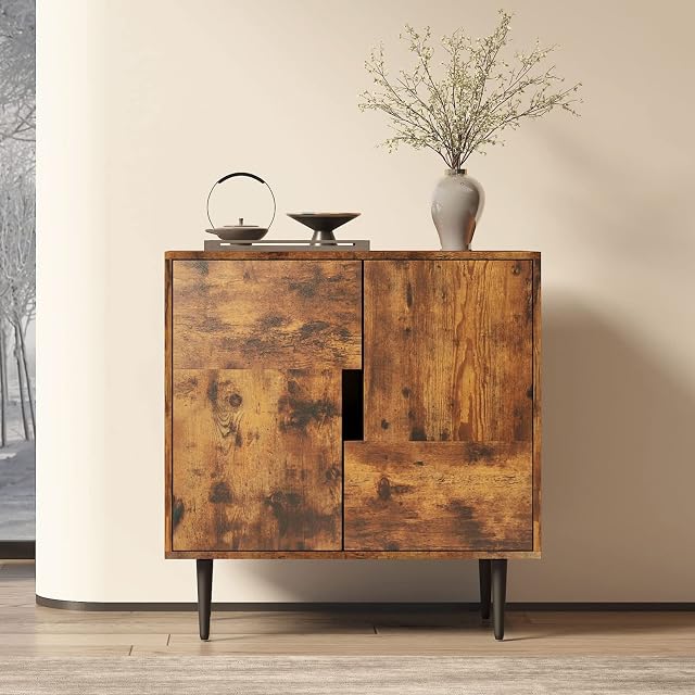 Mepplzian Buffet Cabinet with Storage Mid Century Sideboard Cabinet with 2 Doors Farmhouse Sideboard for Dining Room Kitchen Buffet Cabinet with Hutch Rustic Wooden Cabinets for Storage