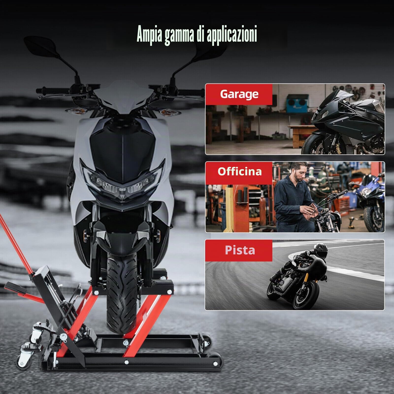 DIFU - Sollevatore per moto, 680 kg, supporto per moto, robusto ponte sollevatore idraulico a forbice, durevole con supporto protettivo