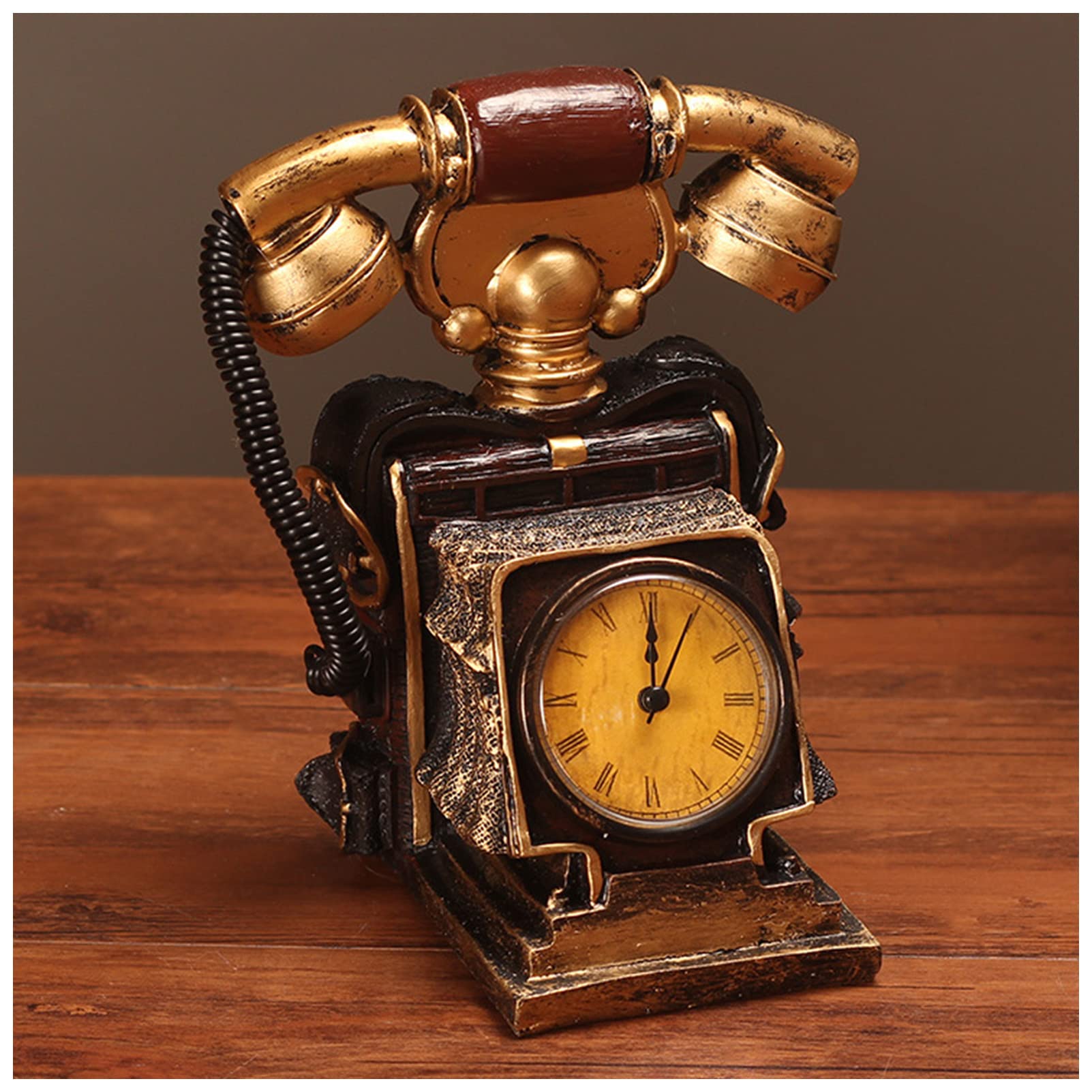 HYEBOX  Desktop Decorative Phone, Landline Phone with Detachable Built-in Clock, Phone (Size: 15x11.5x19cm), Easy to Clean for Home Desk Decor Ornament