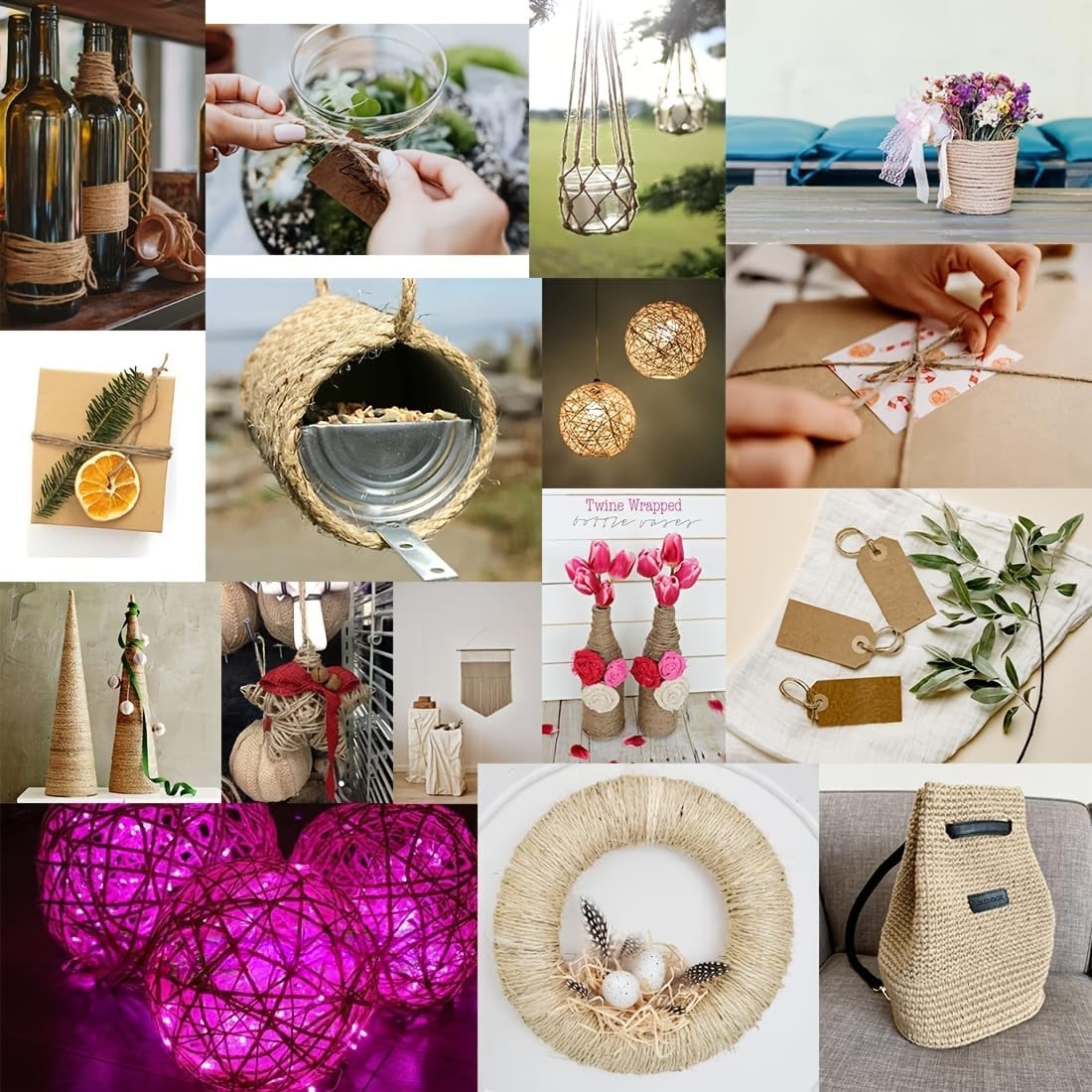 328 FT Natural Jute Twine,1mm String, Perfect for Gardening, Climbing Plant Support, Floral Crafts, Gift Wrapping,1 Roll