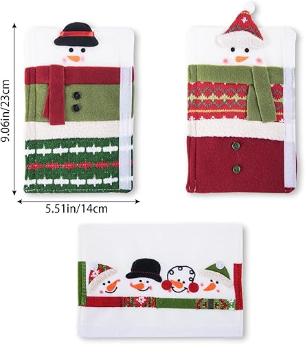 Miniatura 4 de Juego de 3 fundas navideñas para manijas de refrigerador, decoración navideña para manijas de electrodomésticos de cocina y microondas