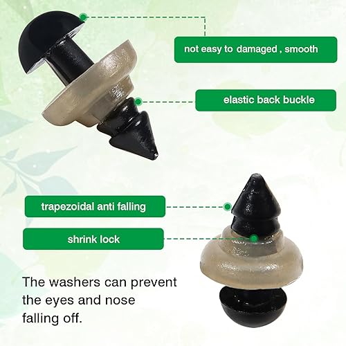 Miniatura 3 de TOAOB - 150 ojos de seguridad de 0.236 pulgadas para Amigurumis Craft Crochet Eyes con 150 arandelas de ojos negros de muñeca para ganchillo