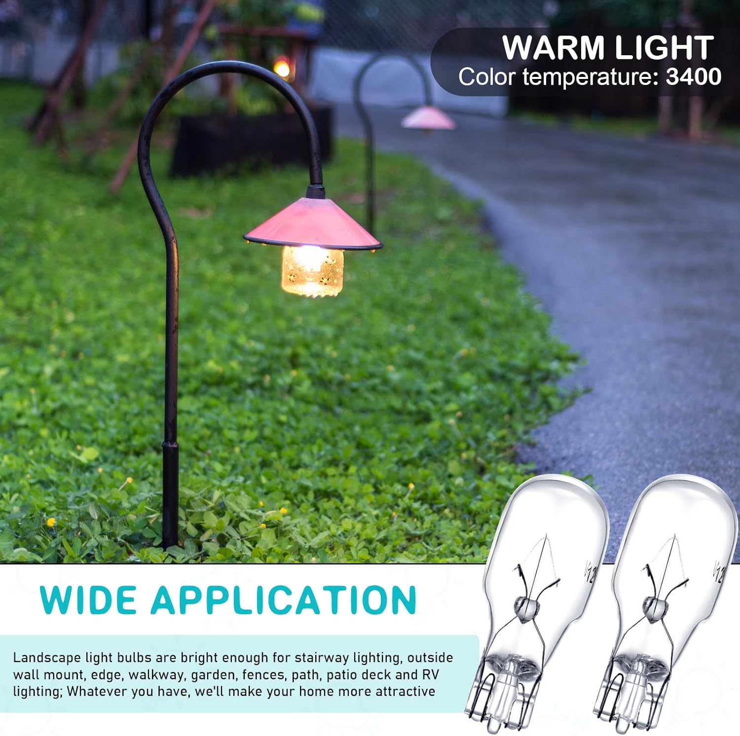 Honoson T5 Landscape Light Bulbs 12 Volt 18 Watt Landscape Bulbs Low Voltage Light Small Lighting Bulb Incandescent Wedge Base for Replacement Outdoor Garden Deck Yard Lamp(10 Pieces)
