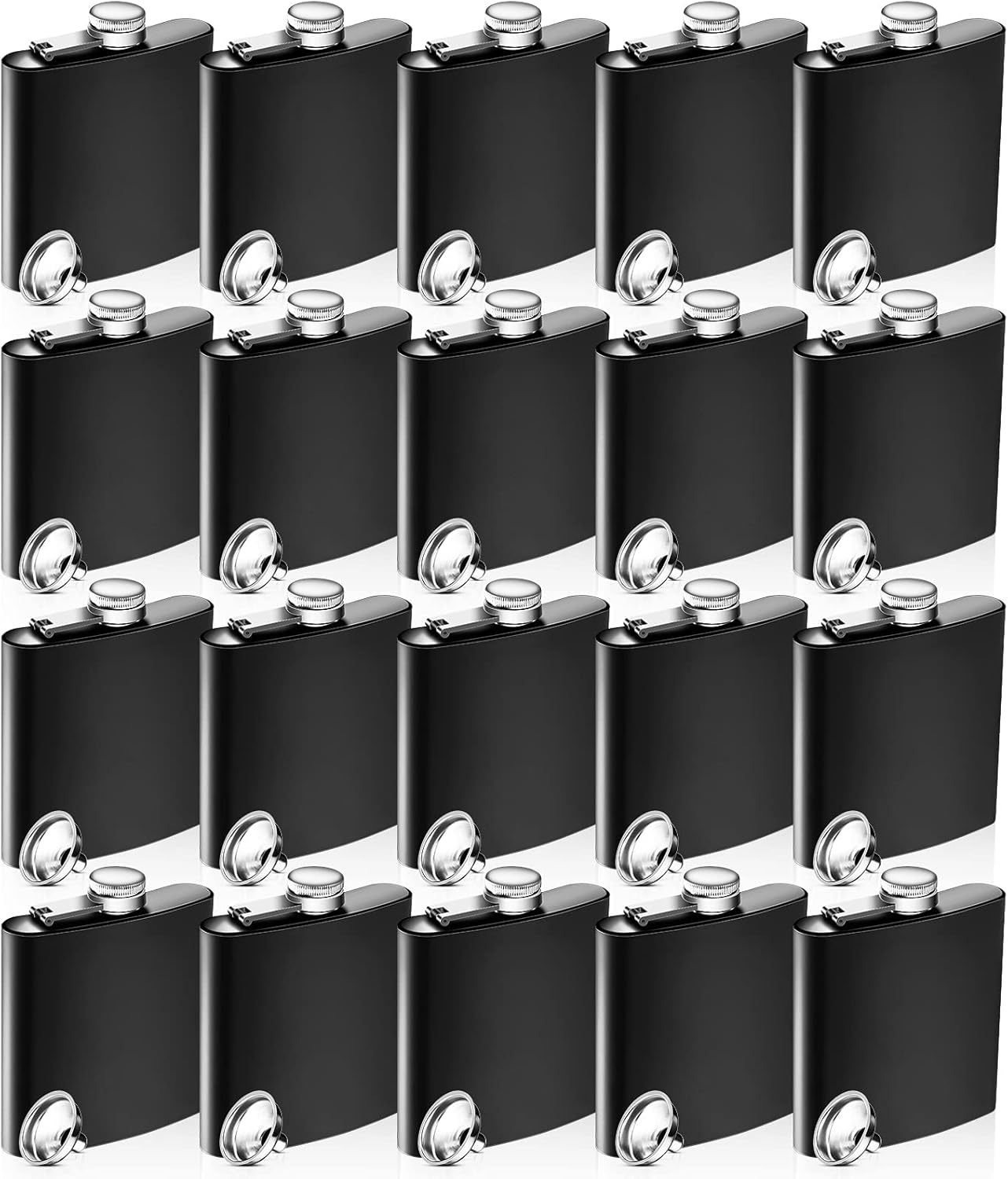  | 20 Pieces Stainless Steel Hip Flask Matte Black Flask Set Leak Proof Drinking Liquor Flask Metal Hip Flask with 20 Pieces Funnel for Men Women Drinking Alcohol Whiskey Wine Wedding Party Supply (6 oz): Flasks