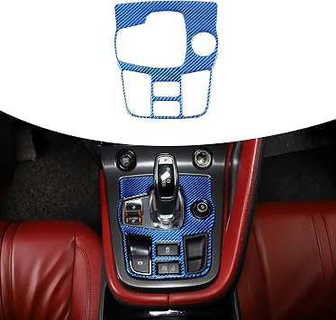 Soft Carbon Fiber Car Interior Gear Shift Frame Trim Sticker Compatible with Jaguar F-Type 2013-2026 Control Gear Box Shift Knob Panel Frame Cover,Center Console Trim Cover Sticker Accessories Blue