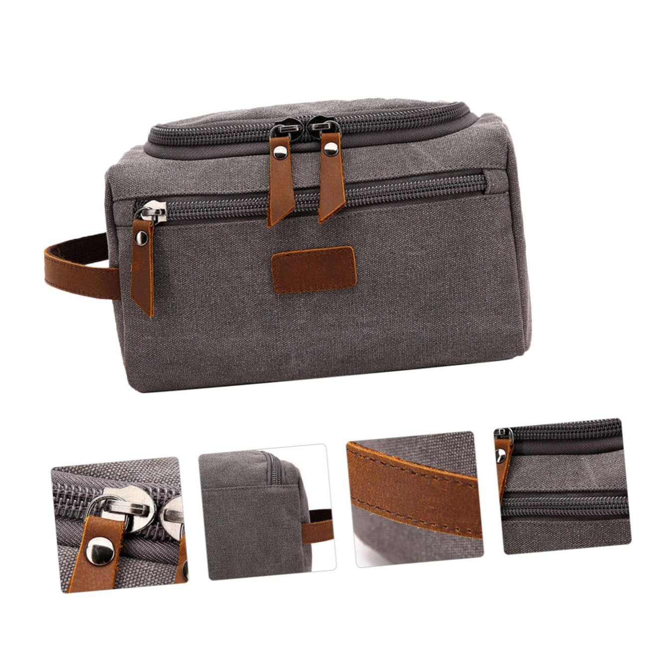 Bolsa de Lavado de Viaje Portátil para Hombre y Mujer, Lona Cuero