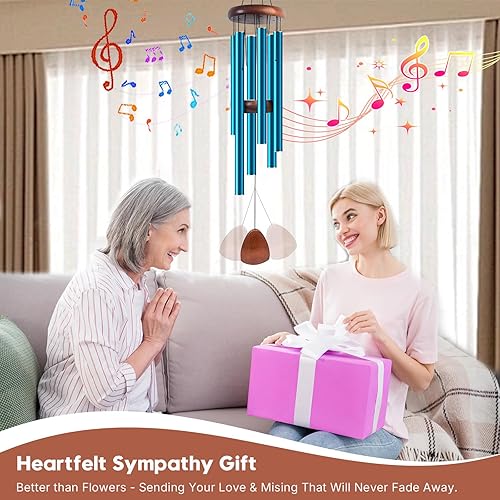 Miniatura 7 de Las campanillas de viento grandes de aluminio de 37 pulgadas crean un ambiente zen sereno para jardines y patios al aire libre, diseño clásico con