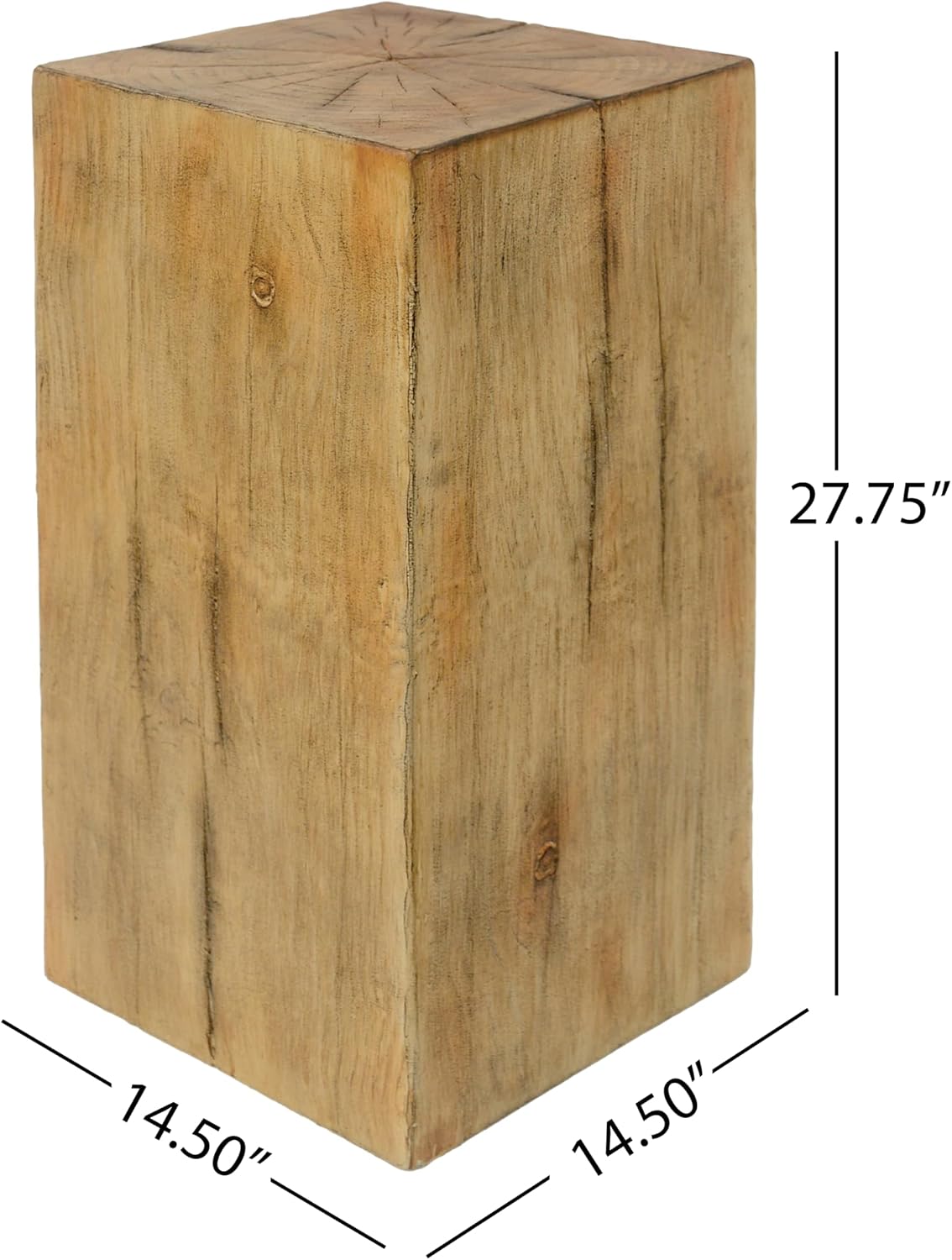 Christopher Knight Home Bard 27.75" Square Living Room Side Table, Wood-Like Distressed Finish End Table, Decorative Accent Table for Indoor Outdoor Usage, Space Saving Furniture, Natural