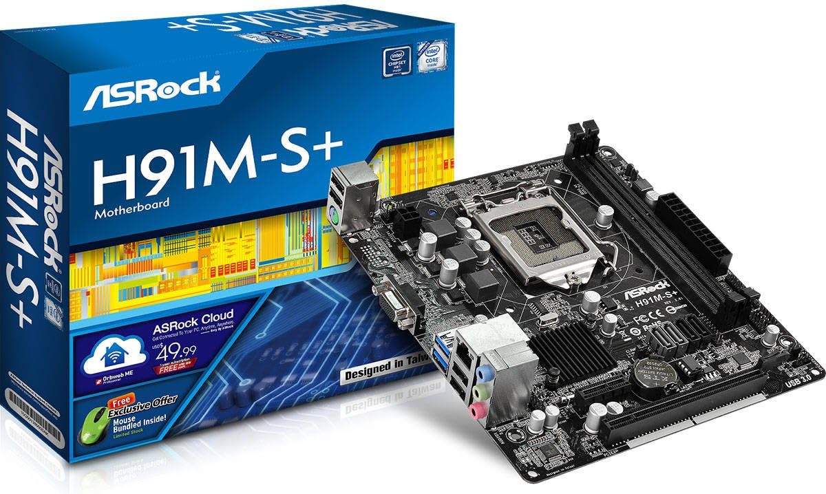 Asrock Motherboard H91M-S+ For Intel 4th Gen Processor