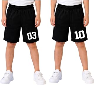 Boys Black-3 and Black-10 Cotton Blend Printed Shorts (Pack of 2) Price In India