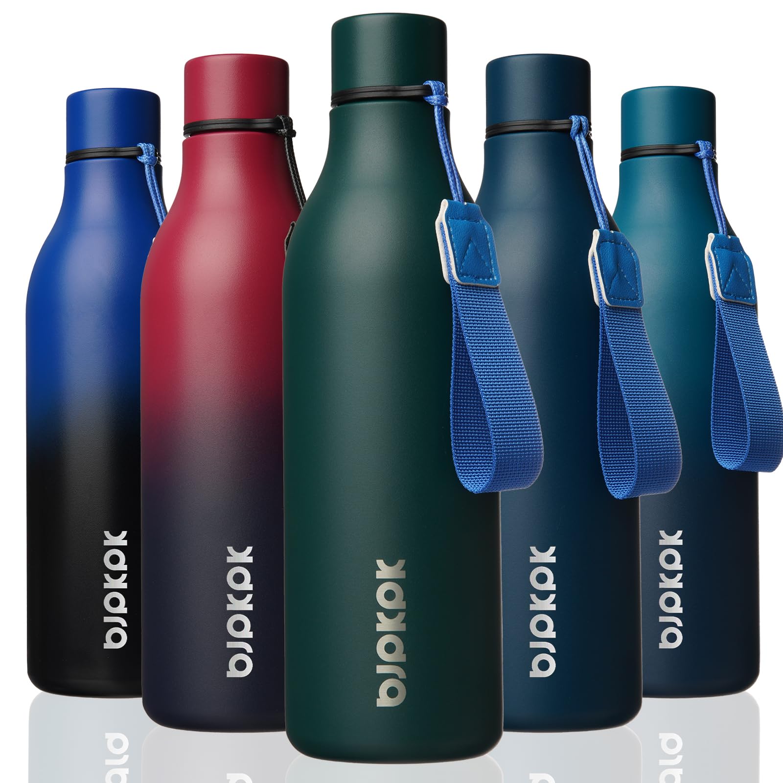 BJPKPK 25oz Insulated Water Bottle, Stainless Steel Bottle with Carry Strap | Keep Cold &amp; Hot Vacuum Insulation, Leak-Proof BPA-Free Design, Slim Bottle Fits Most Cup Holders for Gym, Office &amp; Travel