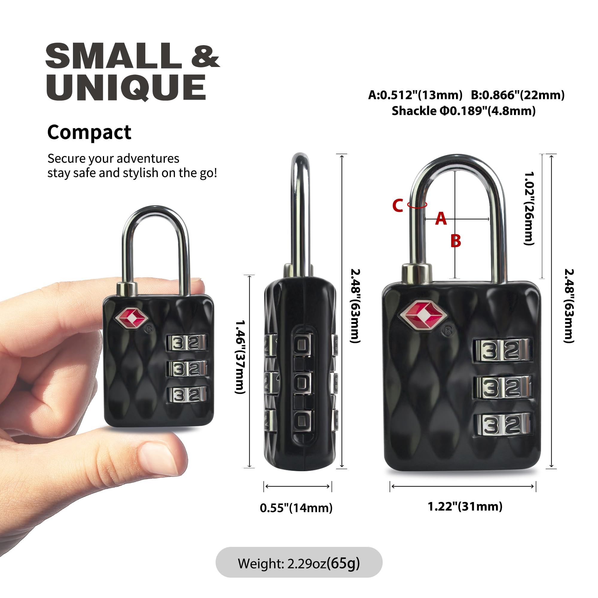 UP Security TSA Locks for Luggage Combination Lock for Locker 3 Digit Padlock Combination, Combo Small Padlock - Image 3
