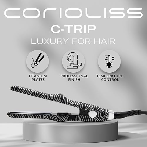 Miniatura 2 de CORIOLISS C Trip Mini  Alisadores de cabello para mujer  Titanio  Plancha plana  Profesional con control de temperatura (Zebra Silver)