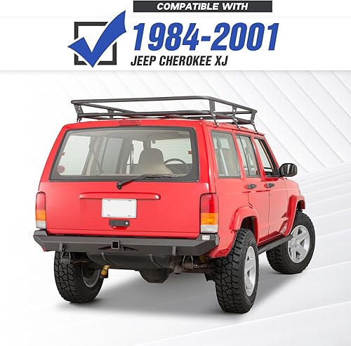 Miniatura 2 de Parachoques trasero todoterreno compatible con Jeep Cherokee XJ Rock Crawler 1984-2001 con receptor de enganche estándar de 2 pulgadas, 2 luces LED
