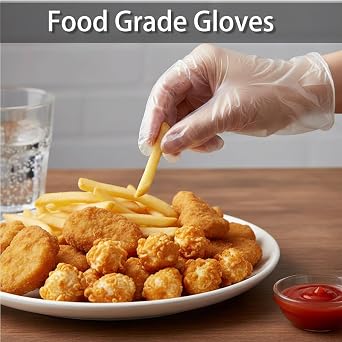 Disposable Kid Vinyl Gloves, Clear Vinyl Glove for Children/Adult, Transparent Glove for Cooking, Cleaning (S/M/L)