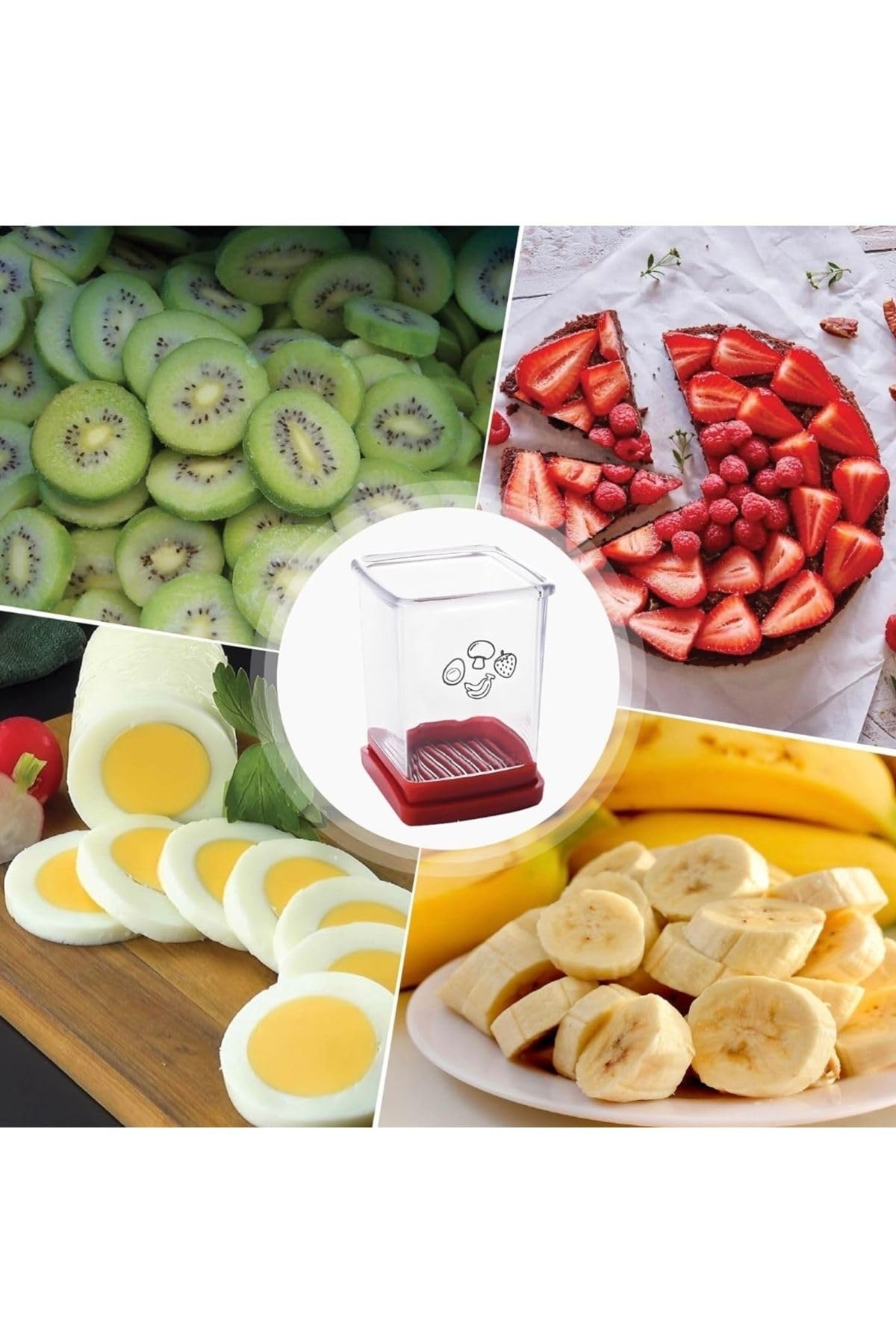 Yenigeldi 2 Adet Meyve Sebze Dilimleme Paslanmaz Çelik Bardak Dilimleme Yumurta Dilimleme,