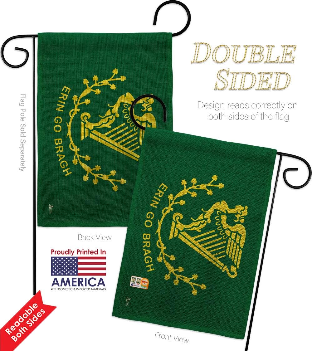 Nationality Erin go Bragh Garden Flags Pack Regional Nation International World Country Particular Area Support Our Troops Small Decorative Gift Yard House Banner Double-Sided US Made USA 13 X 18.5