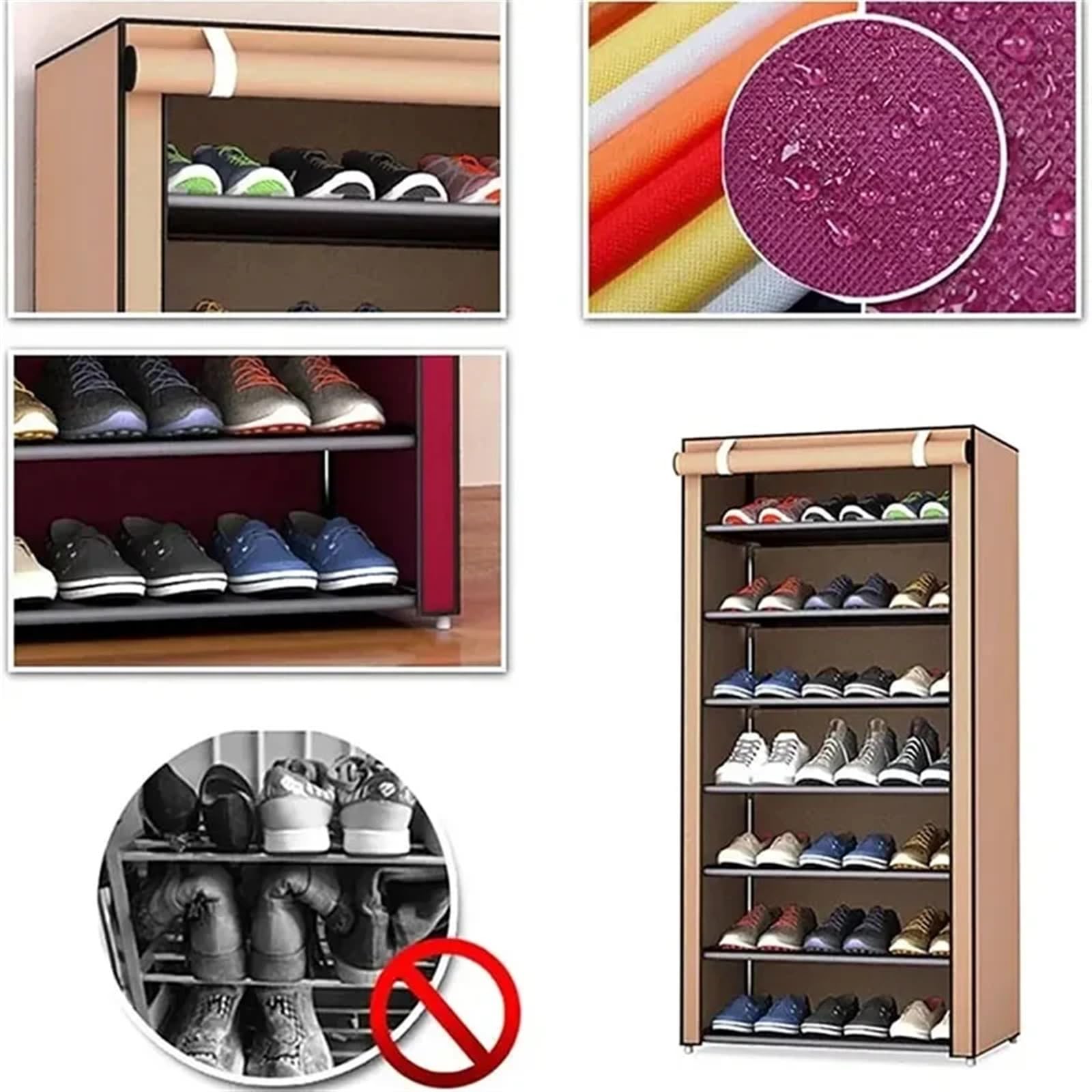 Schuhregal Stoff-Schuhschrank-Organizer, mehrschichtiges Schuhregal, Vliesstoffe, einfache Lagerung, wirtschaftlicher Typ, Schuhregal, Schrank, Haushalt(8Layers Black)