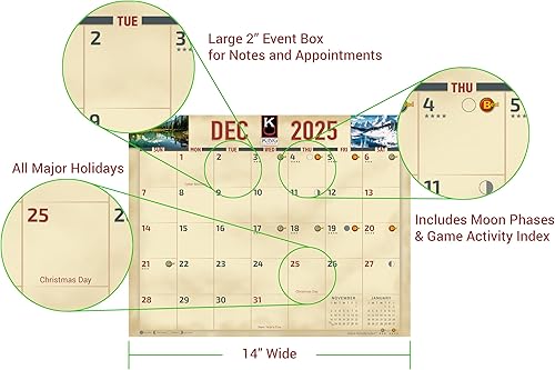 Miniatura 6 de Calendario de pared de pesca de lubina 2025 de 16 meses, tamaño XL, 14 x 22 pulgadas, el mejor calendario de pesca por The KING Company-Monster