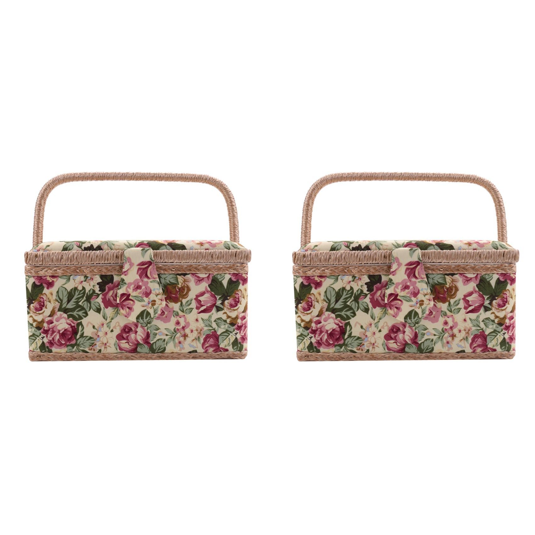 Panier à couture de rangement aiguilles fils et ruban à mesurer vintage boîte XL x2