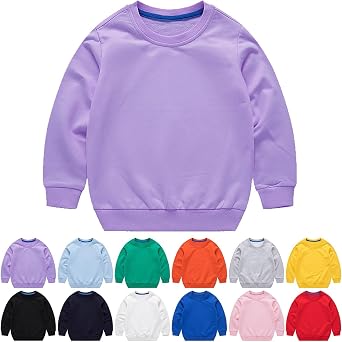 Unisex Kids Solid Color Cotton Thin Pullover Sweatshirt Toddler Baby Crewneck Long Sleeve T-Shirt Tops