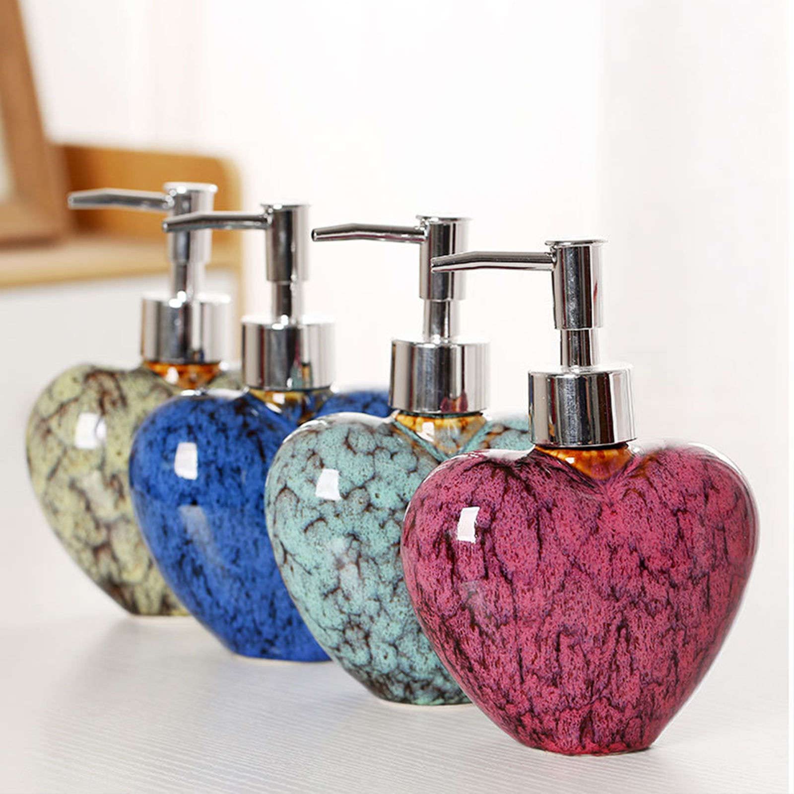 Keramik-Seifenspender 300 ml 10,6 Unzen mit Pumpe, nachfüllbare Lotionsflasche for Badezimmer-Waschtischarbeitsplatte, Shampoo