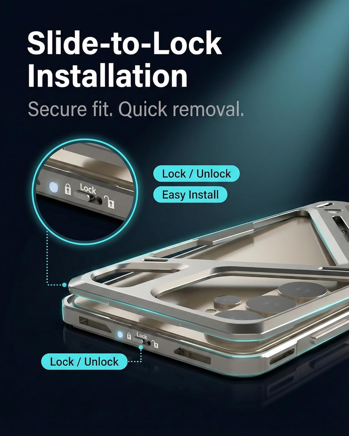 Aluminum Case Compatible with Samsung Galaxy S26 Ultra, Metal Frame with EVA Lining, Lock Switch Fit, Raised Bezels and Crisp Metal Buttons, Titanium
