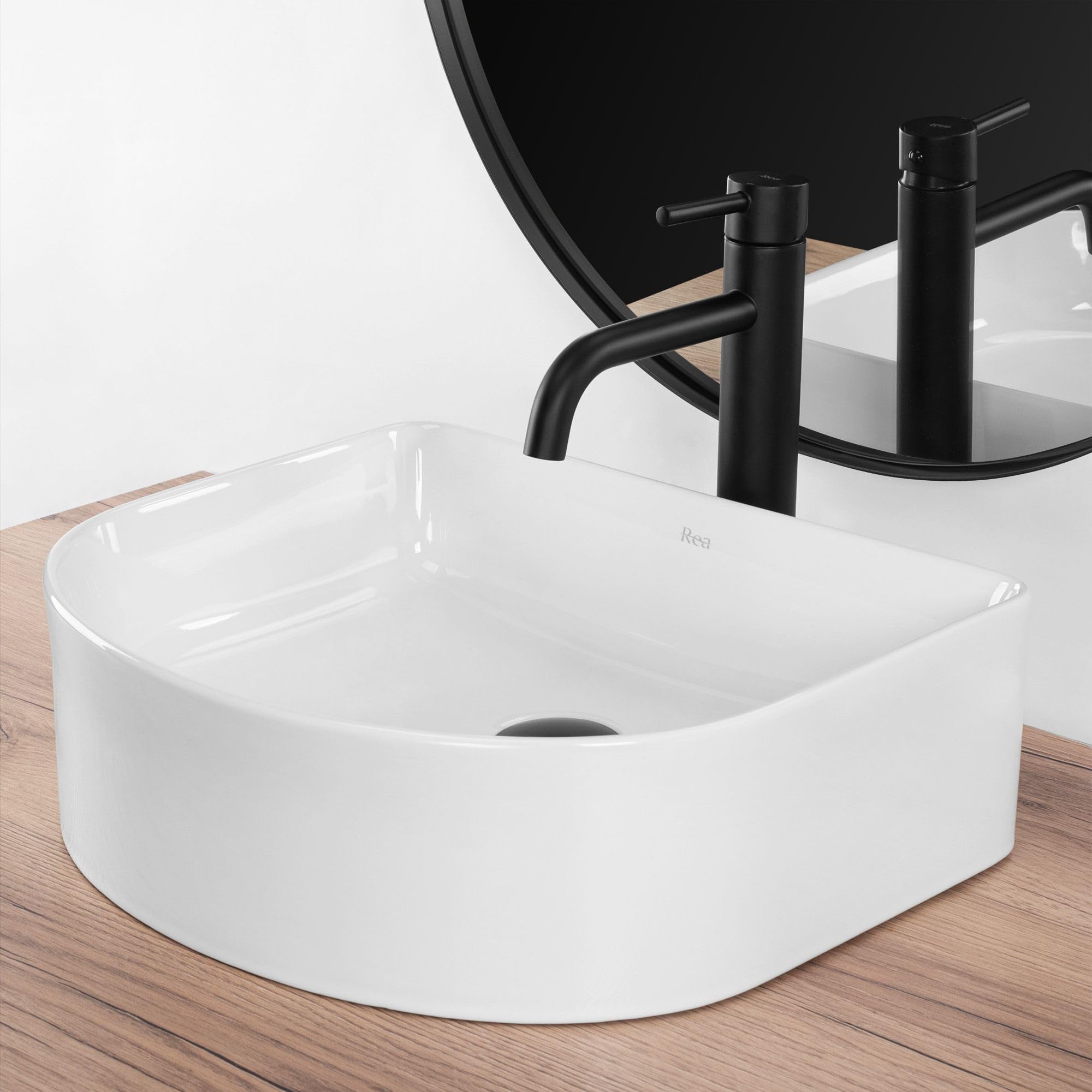 Rea - Lavabo Da Appoggio Clara Lavandino Bagno 350 X 400 X 130 mm In Ceramica (Bianco)