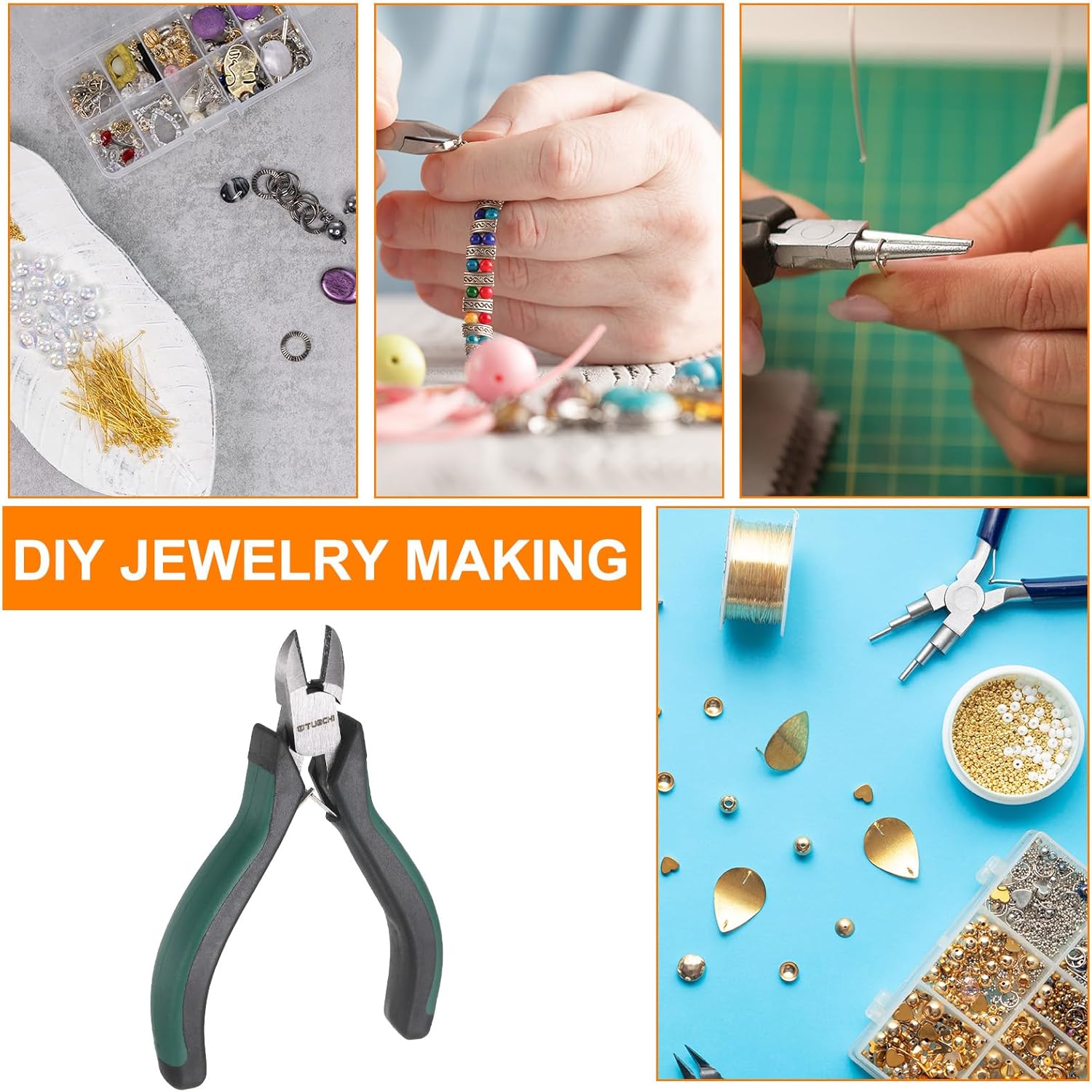 HARFINGTON Mini Diagonal Pliers 5" Wire Cutter Small Side Cutters with Non-slip PVC Handle Jewelry Pliers for Beading Jewelry Making Wire Wrapping DIY Craft Hobby, Green - Image 6