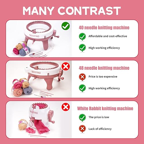 Miniatura 4 de SENTRO Máquina de tejer, telares y tablas de tejer de doble modo, máquinas de tejer a mano para adultos y niños, bufandas de punto rápido,