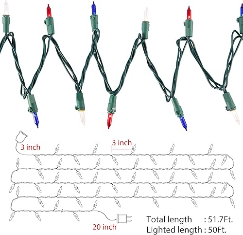 Miniatura 87 de Tira de luces transparentes de Navidad, 100 unidades, 25 pies, mini luces LED para interiores, tira de árbol de Navidad, cumpleaños, boda, fiesta