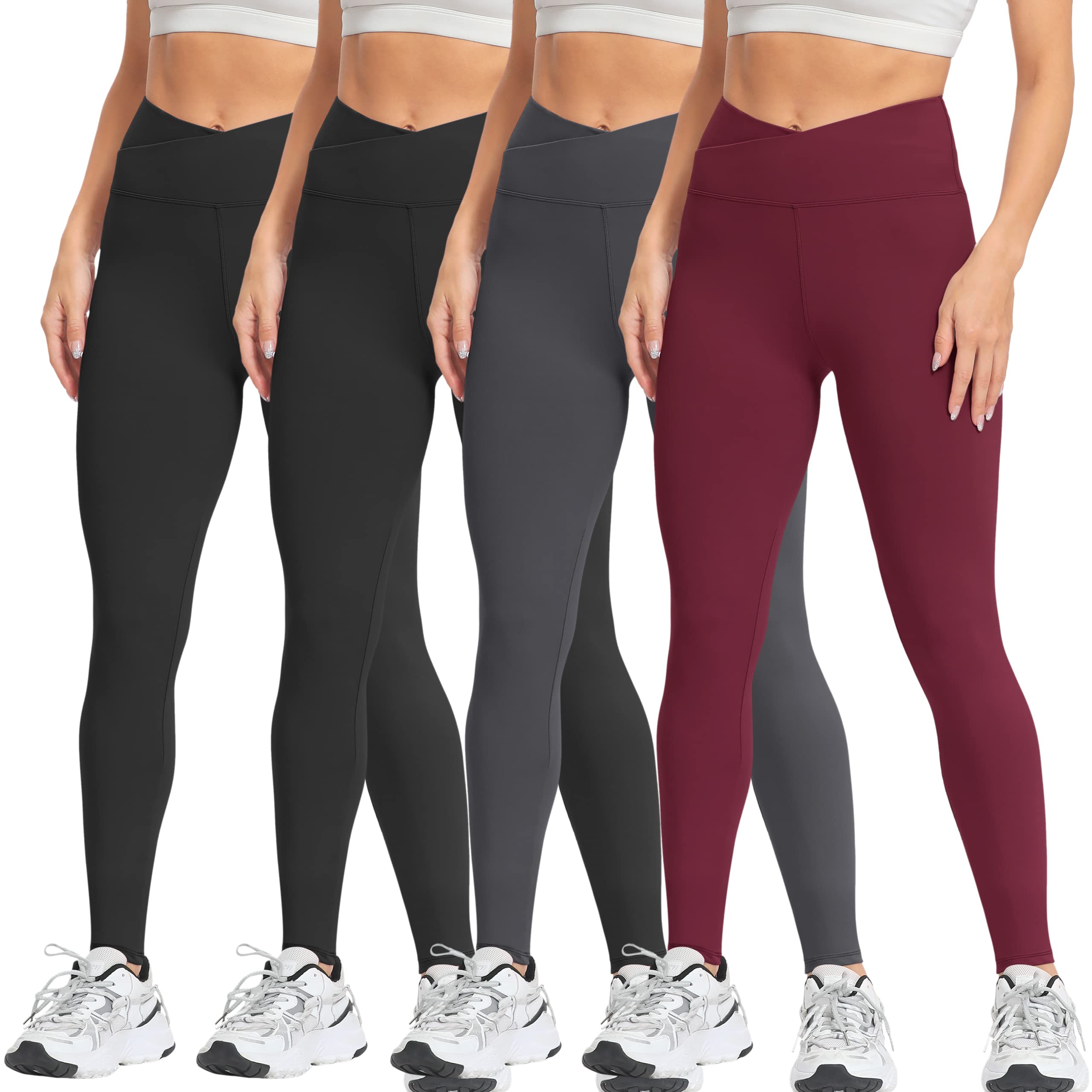 Natural FeelingsHigh Waisted Leggings for Women Ultra Soft Stretch Opaque Slim Yoga Leggings One Size & Plus Size