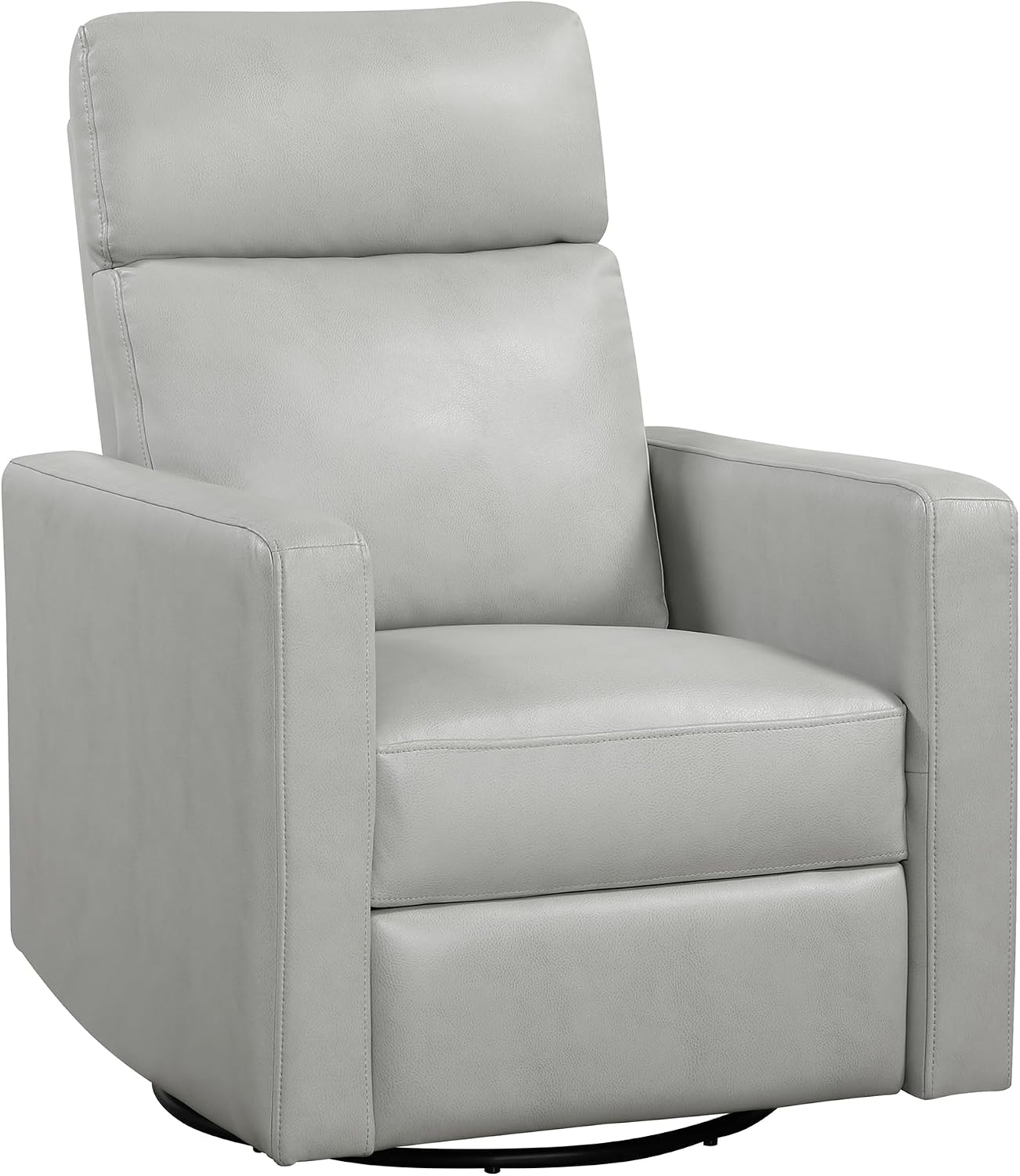 Lexicon Swivel Glider Recliner Chair, Nursery Glider, Faux Leather Fabric Recliner, Manual Recliner Sofa Chair for Living Room/Office/Apartment, Smoke