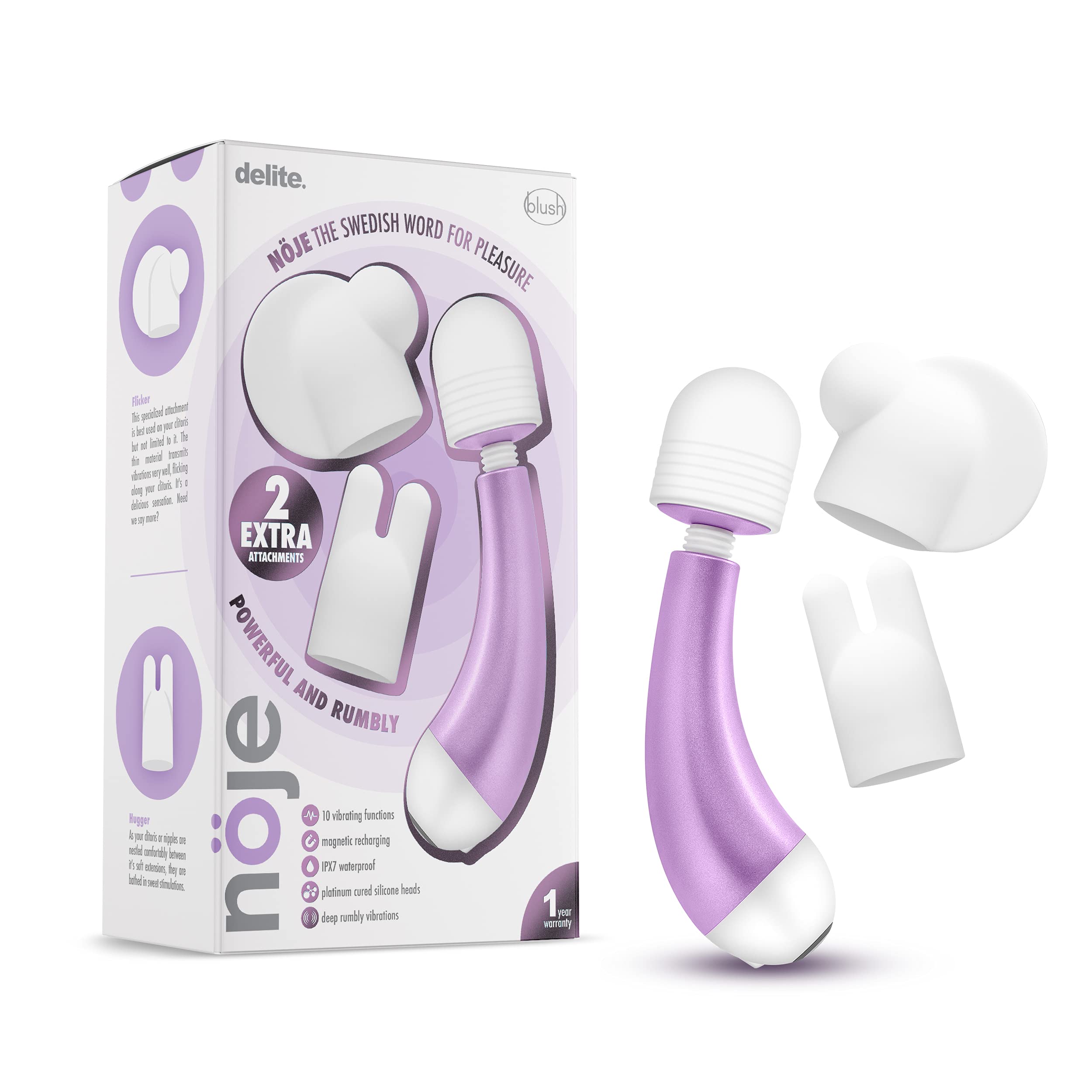 Amazon.com: Blush - Noje Delite Mini Vibrator Massage Wand Female Sex Toys  - RumbleTech Mini G Spot Vibrator with 10 Vibrating Modes - 3 Silicone  Attachments for Sensations - Personal Massager for