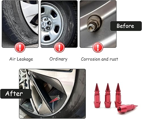 Miniatura 4 de 4 piezas de vástago de válvula de neumático, tapas de vástago de rueda a prueba de polvo, tapas de válvula de vástago de aluminio con púas de