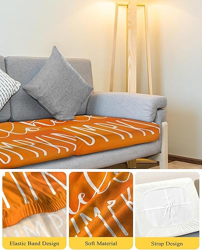Miniatura 4 de Fundas de cojín para sofá, funda elástica para sofá con parte inferior elástica, fundas de cojín color naranja degradado con acuarela de Acción de