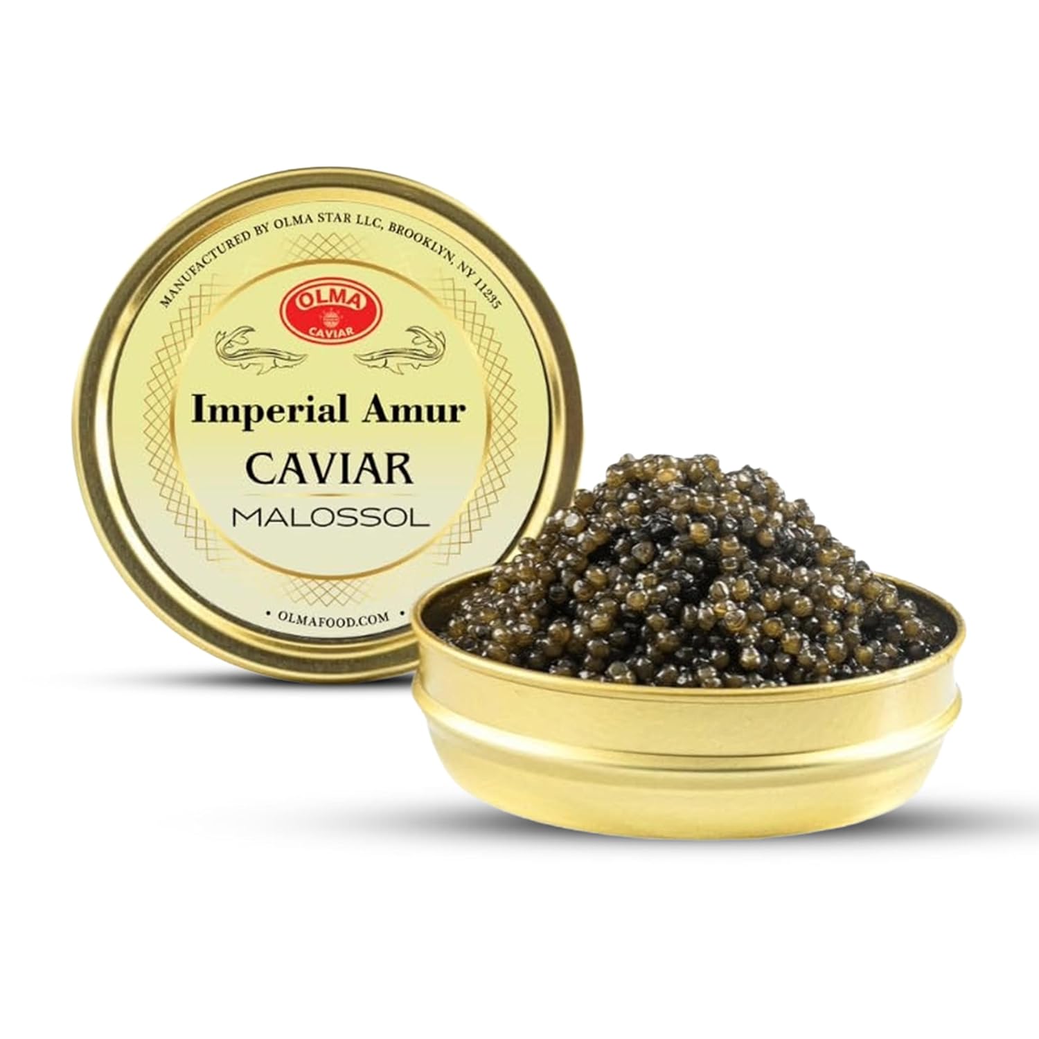 OVERNIGHT GUARANTEED - OLMA Imperial Amur Caviar - Medium Amber Pearls, Superior Grade - 1 oz / 28 g