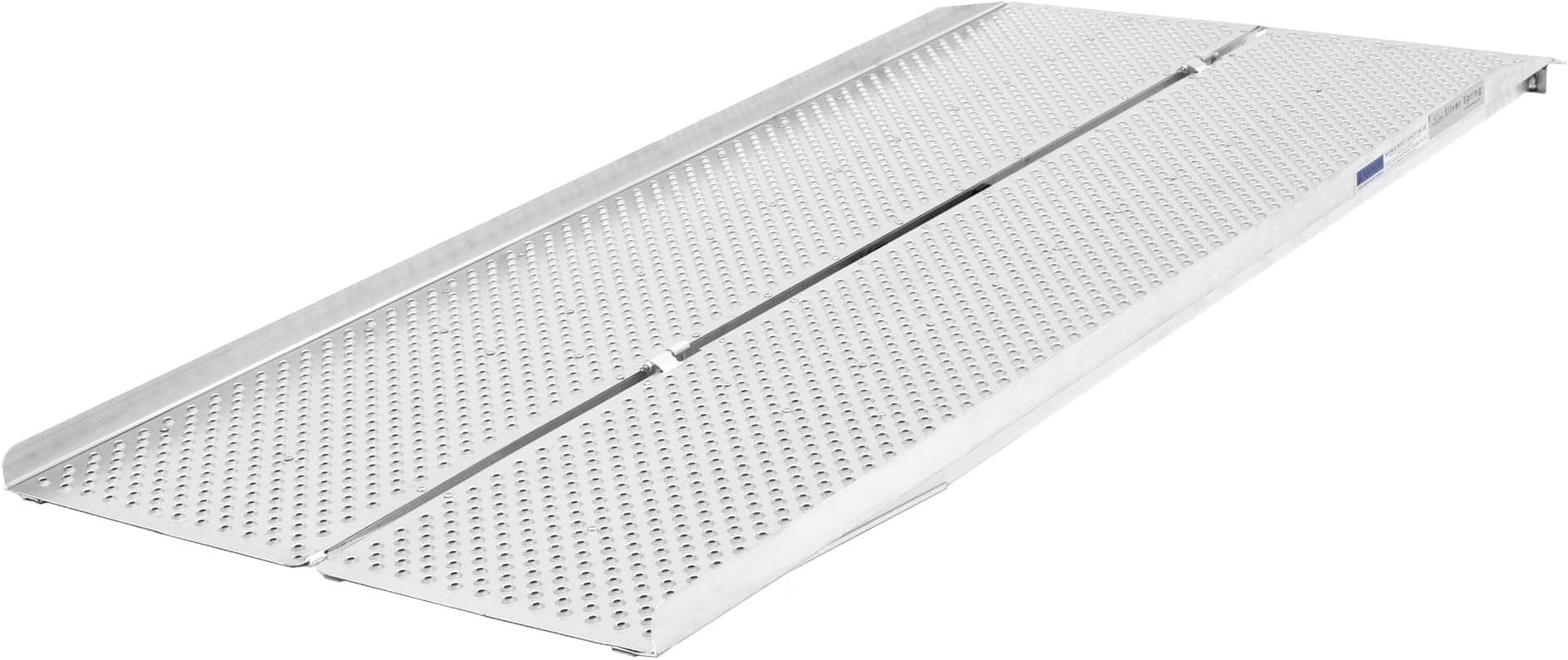 6' Wheelchair Ramp, Lightweight (27.5 lb), Folding, Portable, Non-Slip Punch Plate, for Scooter, Walker, Rollator, 800 lb Capacity, Silver Spring