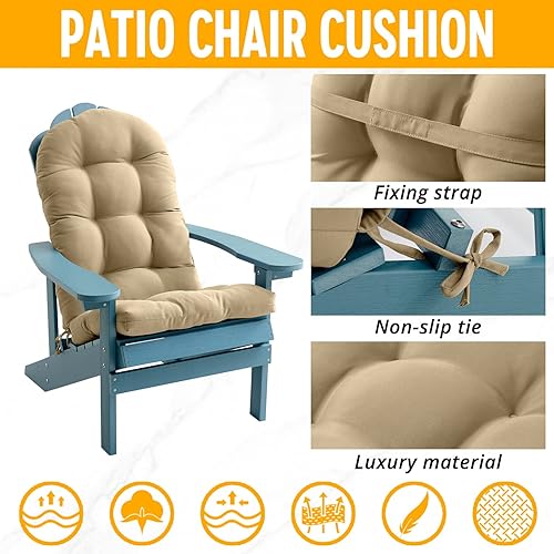 Miniatura 2 de FILUXE Adirondack - Cojín para silla mecedora, cojines de respaldo alto para patio, almohada impermeable y sólida, almohadillas para interiores y