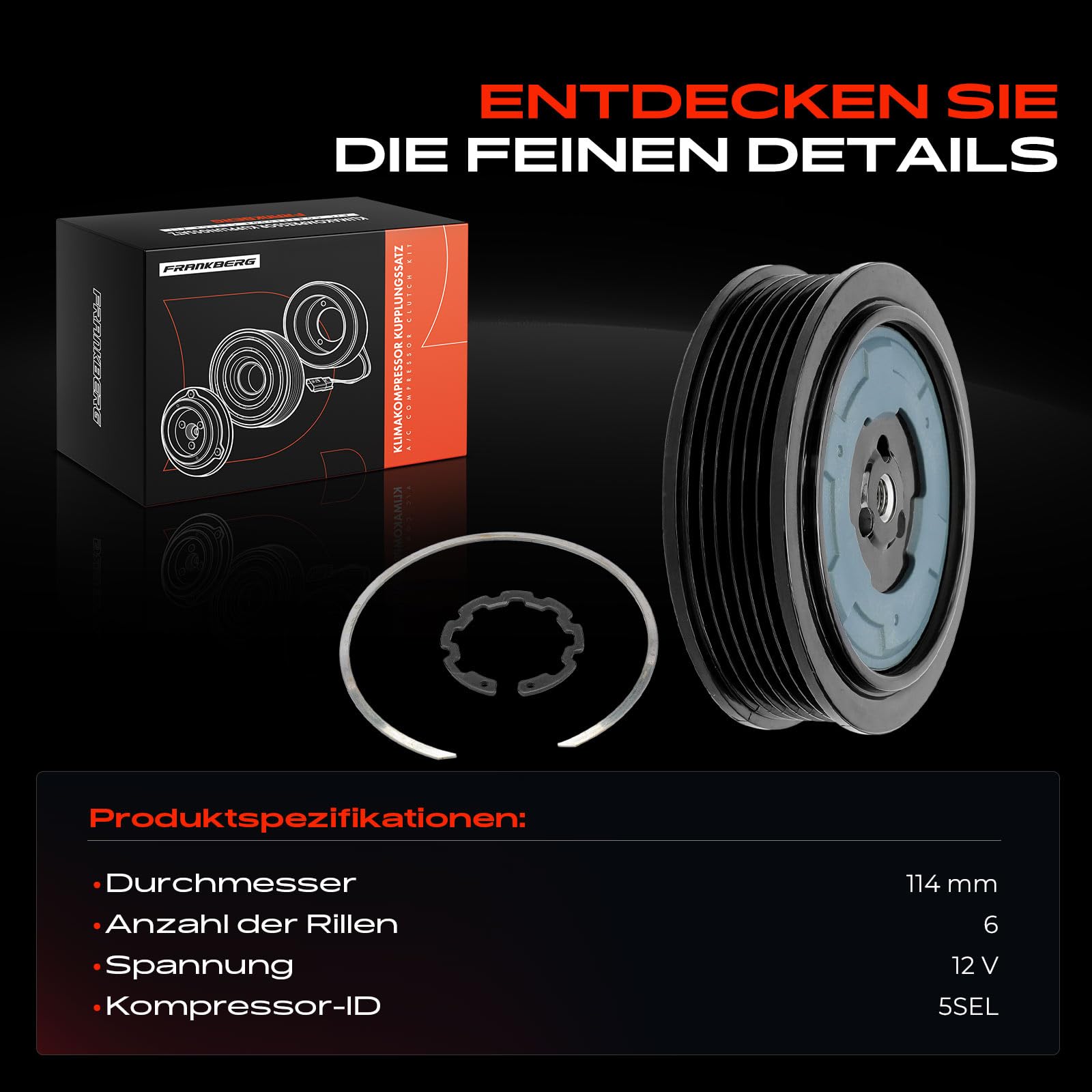 Kit D'Embrayage Du Compresseur Compatible Citroën/Peugeot - Remplace Pièce 64529223392 - Pour Berlingo, C3, C4, C5, DS3, Jumpy, Etc.