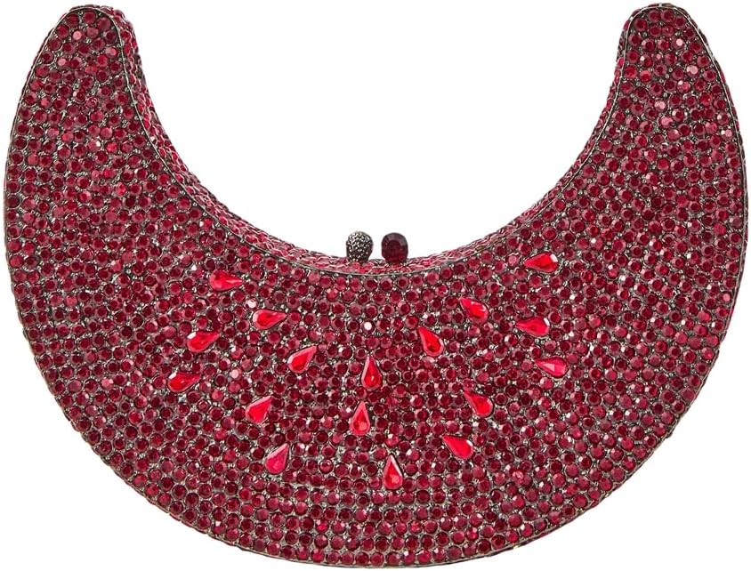 Gorgeous Women Crescent Watermelon Crystal Evening Bag Fruit Rhinestone Clutch Purse Diamond Bridal Prom Handbag